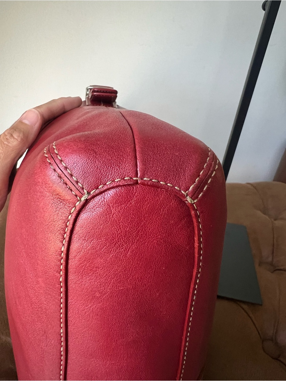 Coach Vintage Legacy Slim Duffel Crossbody Red Leather  Shoulder Bag Style 9188 - Picture 13 of 16